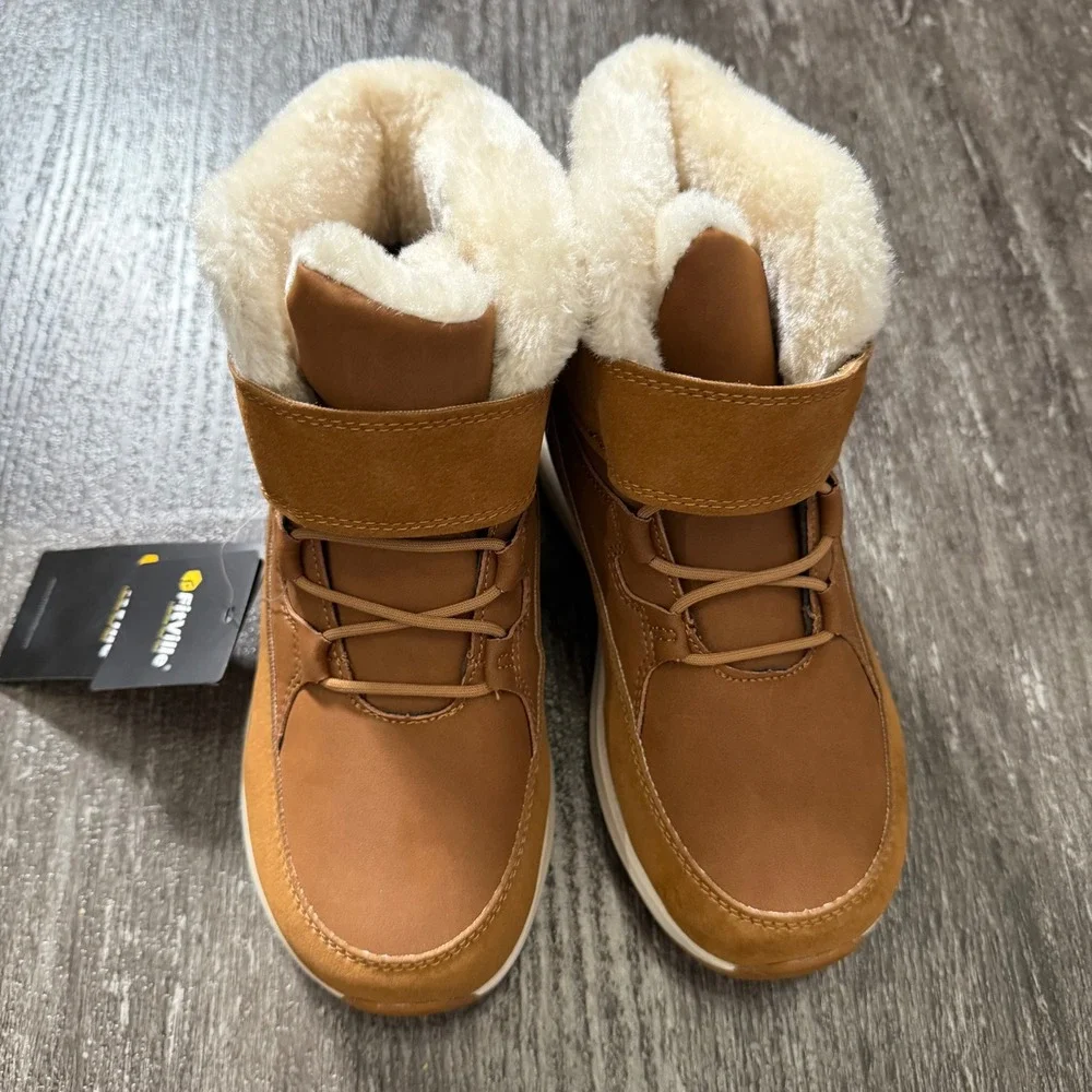 FitVille Womens Rugged Core Winter Boots Tan Faux Fur Lined Wide Toe